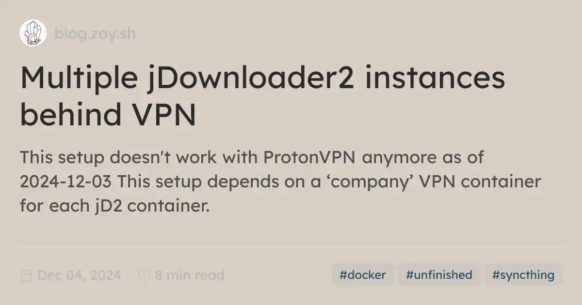 Multiple jDownloader2 instances behind VPN